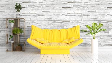 Modern parlak iç. 3D render