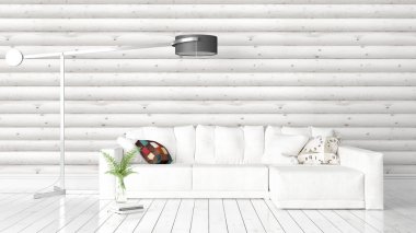 Modern parlak iç. 3D render