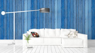 Modern parlak iç. 3D render