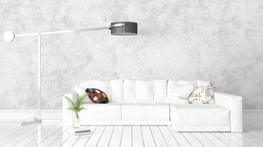 Modern parlak iç. 3D render