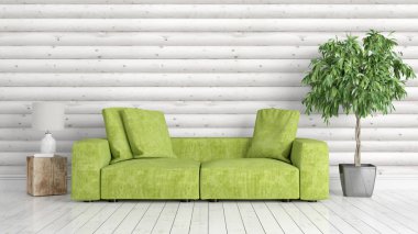 Modern parlak iç. 3D render