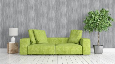 Modern parlak iç. 3D render