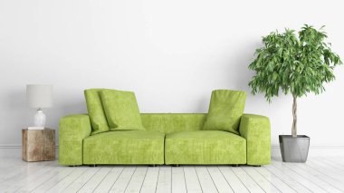 Modern parlak iç. 3D render