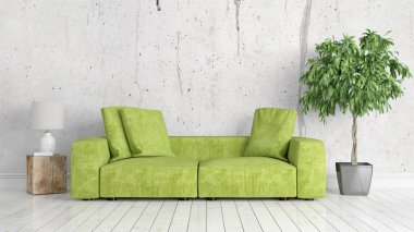 Modern parlak iç. 3D render