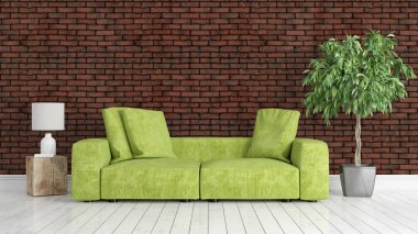 Modern parlak iç. 3D render