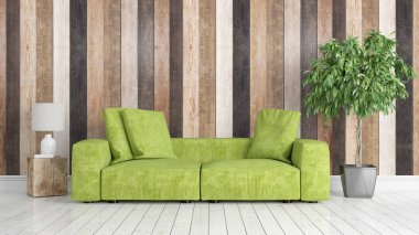 Modern parlak iç. 3D render