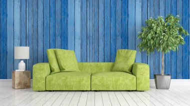 Modern parlak iç. 3D render