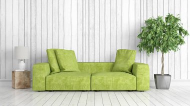 Modern parlak iç. 3D render