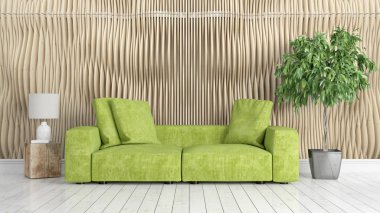 Modern parlak iç. 3D render