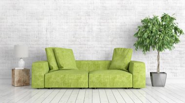 Modern parlak iç. 3D render