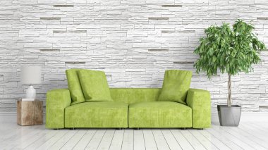 Modern parlak iç. 3D render