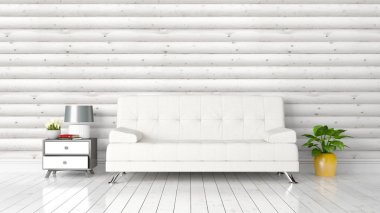 Modern parlak iç. 3D render