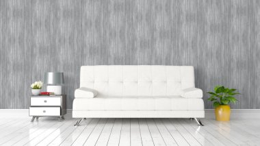 Modern parlak iç. 3D render