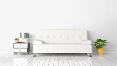 Modern parlak iç. 3D render