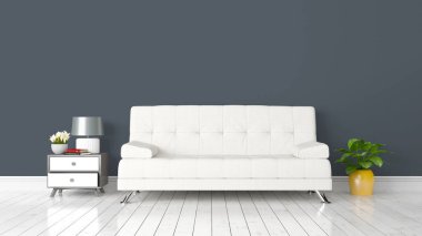 Modern parlak iç. 3D render