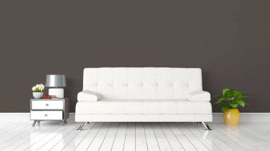 Modern parlak iç. 3D render