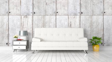 Modern parlak iç. 3D render