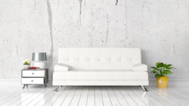 Modern parlak iç. 3D render