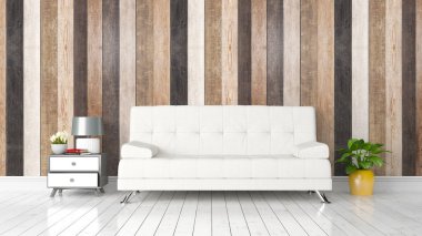 Modern parlak iç. 3D render