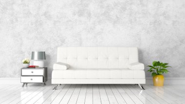 Modern parlak iç. 3D render