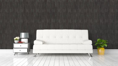 Modern parlak iç. 3D render