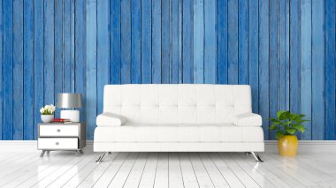 Modern parlak iç. 3D render