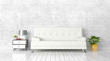 Modern parlak iç. 3D render