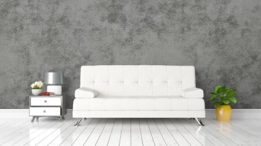 Modern parlak iç. 3D render