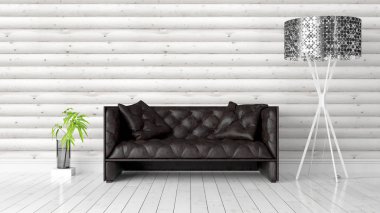 Modern parlak iç. 3D render