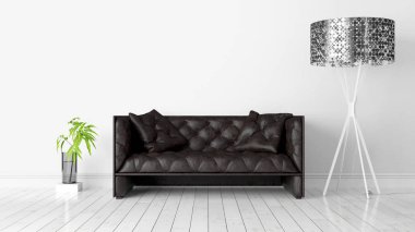 Modern parlak iç. 3D render