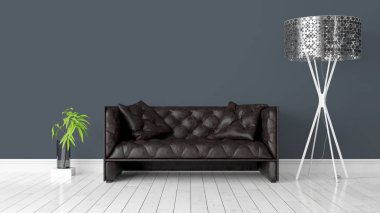 Modern parlak iç. 3D render