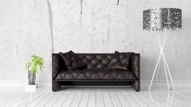 Modern parlak iç. 3D render