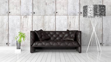 Modern parlak iç. 3D render