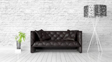 Modern parlak iç. 3D render