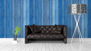 Modern parlak iç. 3D render