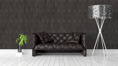 Modern parlak iç. 3D render