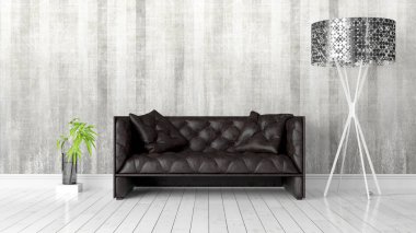 Modern parlak iç. 3D render