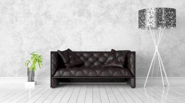 Modern parlak iç. 3D render