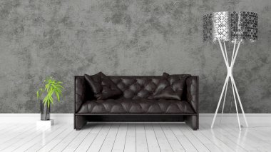 Modern parlak iç. 3D render