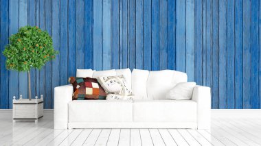 Modern parlak iç. 3D render