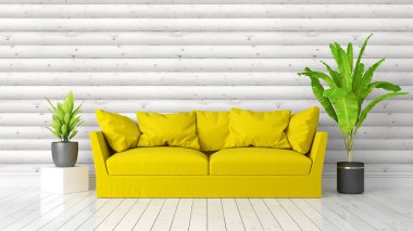 Modern parlak iç. 3D render