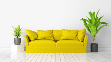 Modern parlak iç. 3D render