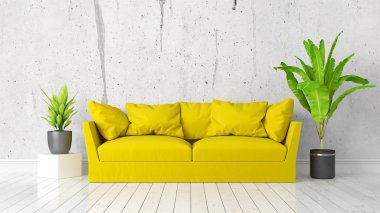 Modern parlak iç. 3D render