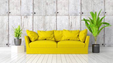 Modern parlak iç. 3D render