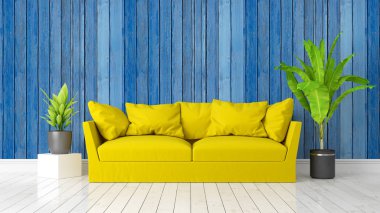 Modern parlak iç. 3D render