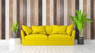 Modern parlak iç. 3D render