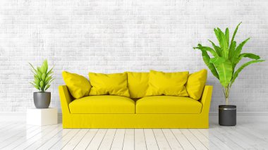 Modern parlak iç. 3D render