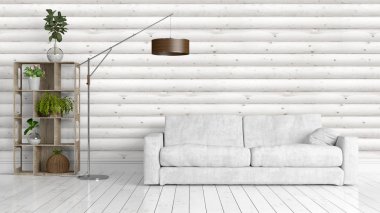 Modern parlak iç. 3D render