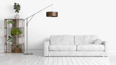 Modern parlak iç. 3D render