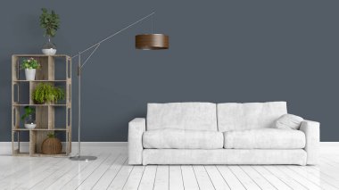 Modern parlak iç. 3D render